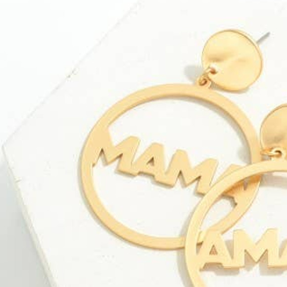 Bold Mama Circle Dangle Drop Statement Earrings - Picture 2 of 3